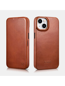 Knížkové pouzdro pro iPhone 14 PLUS - iCarer, Curved Edge MagSafe Brown