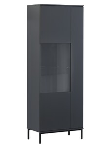 Černá lakovaná vitrína MICADONI QUERY 190 x 70 cm