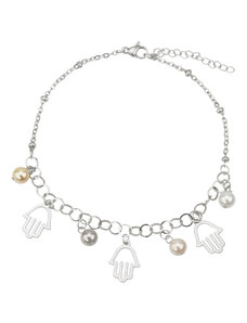 Linda's Jewelry Náramek na nohu Hamsa s perlami chirurgická ocel INR155