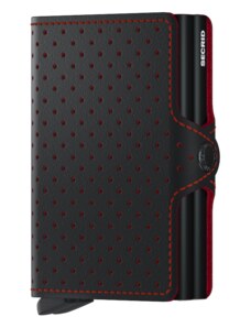 Dvojitá kožená peněženka na karty SECRID Twinwallet Perforated Black Red černá