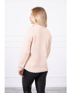 K-Fashion Poloviční svetr s rolákem tmavě pudrově růžový