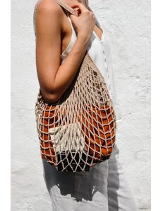 Plexida Net Bag In Beige - Cotton