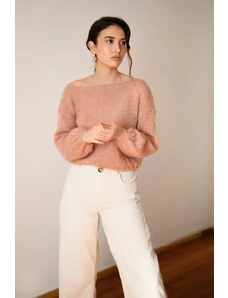 Plexida Deep V Mohair Sweater In Petal