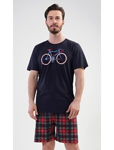 Gazzaz Pánské pyžamo šortky Old bike - tmavě modrá