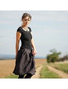 Le-Mi (česká autorská móda) Z jiných časů - Antracit - lněná sukně
