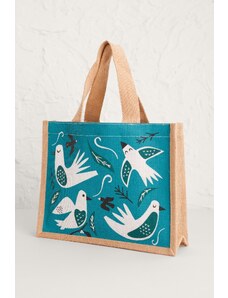 Seasalt Cornwall Jutová taška Christmas Doves Azurite - malá