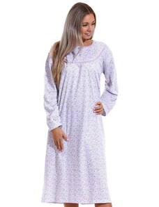 Naspani TEPLÁ fialově květovaná noční košile v dlouhé délce na spaní 1C3085
