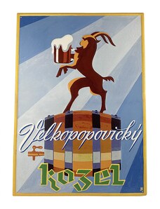 Plechová cedule Kozel retro barevný 35 cm x 49 cm
