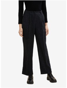 Černé dámské pruhované široké kalhoty Tom Tailor - Dámské