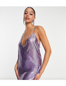 Simmi Clothing Simmi Tall embellished chainmail strappy wrap over mini dress in purple