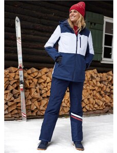 bonprix Funkční lyžařské termo kalhoty s odnímatelnými šlemi, vodě odolné, Straight Modrá