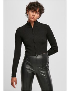 UC Ladies Dámský svetr na zip se zkráceným žebrovým úpletem černý