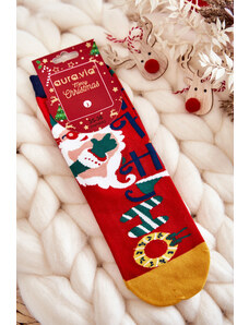 Kesi Dámské Ponožky S Vánočním Vzorem "Ho Ho Ho" Červene