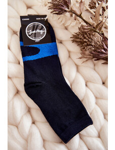 Kesi Dámské bavlněné ponožky s modrým vzorem tmavě modrá
