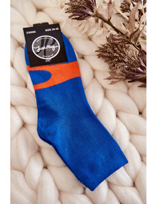 Kesi Dámské bavlněné ponožky oranžove vzor modre