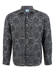 Panareha Men's Floral Linen Shirt ODESSA grey black