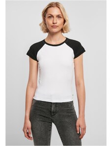 UC Ladies Dámské organické strečové krátké retro baseballové tričko bílo/černé