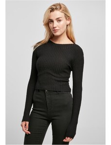 UC Ladies Dámský svetr s krátkým žebrovým úpletem - černý