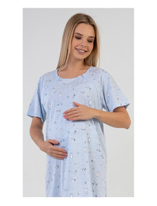 Vienetta Dámská noční košile mateřská Winter, barva světle modrá, 70% bavlna 30% polyester