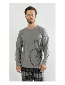 Cool Comics Pánské pyžamo dlouhé Velké kolo, barva šedá, 100% bavlna
