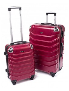 Rogal Tmavě červená 2 sada skořepinových kufrů "Premium" - vel. M, L + M, XL