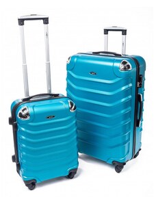 Rogal Tmavě tyrkysová 2 sada skořepinových kufrů "Premium" - vel. M, L + M, XL