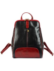 VERA PELLE Barebag Kožený černo-červený dámský batoh Florence