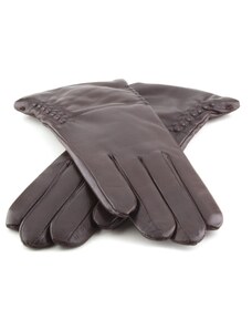 Dámské kožené rukavice Bohemia Gloves s řasením na bocích - tmavě hnědé