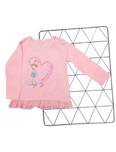 Butik Dívčí tričko s dlouhým rukávem růžová