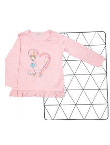 Butik Dívčí tričko s dlouhým rukávem růžová - vzorovaná