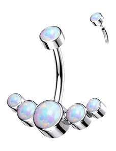 Atreya Titanový piercing do pupíku s řadou 5 opálů
