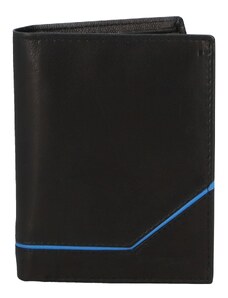 Diviley Trendová pánská kožená peněženka Gvuk, černá - modrá