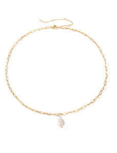 ORNAMENTI Pozlacený náhrdelník Flat Pearl gold