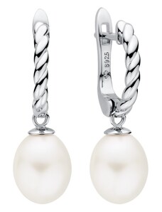 Gaura Pearls Stříbrné náušnice s bílou 8-8.5 mm perlou Maya, stříbro 925/1000