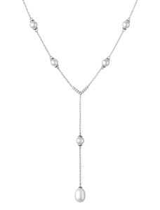 Gaura Pearls Stříbrný náhrdelník se sladkovodní perlou a zirkony - stříbro 925/1000
