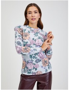 Světle šedé dámské květované tričko ORSAY - Dámské