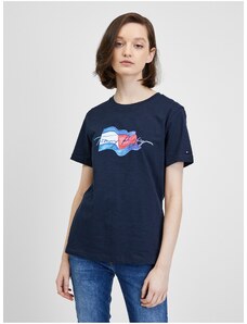 Tmavě modré dámské tričko Tommy Hilfiger - Dámské