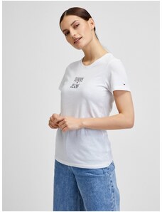 Tommy Hilfiger Bílé dámské tričko Tommy Jeans - Dámské
