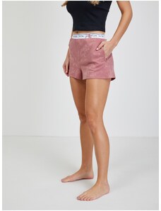 Starorůžové dámské vzorované teplákové kraťasy Calvin Klein Jeans - Dámské