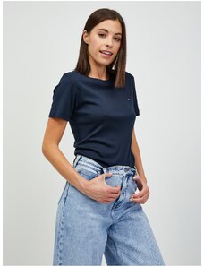 Tmavě modré dámské basic tričko Tommy Hilfiger - Dámské