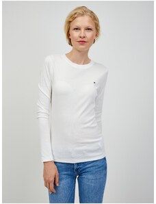 Bílé dámské tričko s dlouhým rukávem Tommy Hilfiger - Dámské