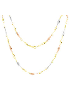 GEMMAX Jewelry Zlatý článkový náhrdelník - Tříbarevný délka 42 cm GLNCN-42-04201