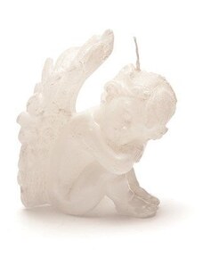 la griseo Svíčka anděl sedící bílá perleťová 10 cm