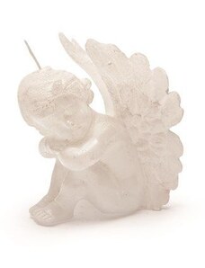 la griseo Svíčka anděl sedící bílá perleťová 10 cm