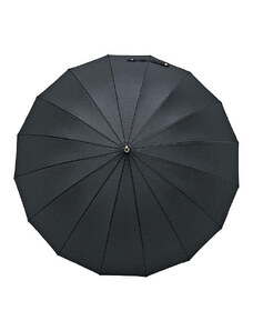 KRAGO Deštníková hůl s rovnou dřevěnou rukojetí 16 paprsků černá