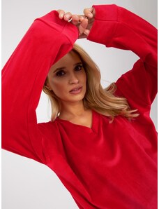 Fashionhunters Červená hladká velurová halenka s výstřihem z RUE PARIS