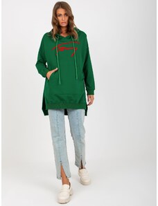 Fashionhunters Tmavě zelená bavlněná klokaní mikina