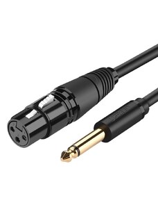 Ugreen audio kabel k XLR mikrofonu (samice) 6,35 mm jack (samec) 3 m Černá