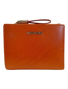 Marta Ponti dámská kožená peněženka oranžová se zlatým uchopením