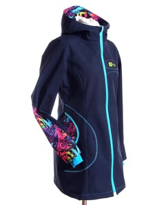 BajaDesign dívčí softshellový kabát, tm modrý, grafity
